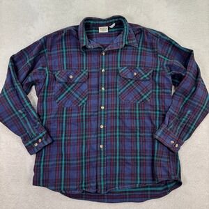 FIVE BROTHER Plaid Flannel Shirt Long Sleeve Button Up Mens XL Blue Teal Cotton